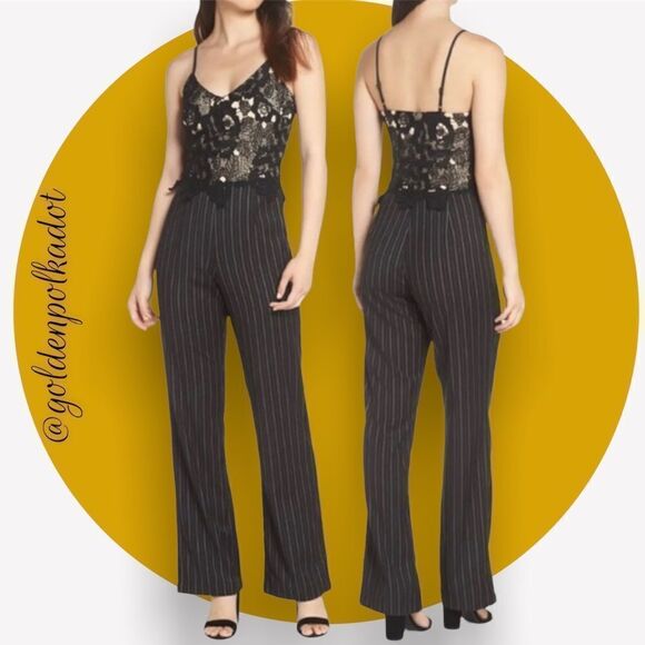 LACE and Pinstripe Jumpsuit Size XS  Retail $158 - Picture 12 of 12
